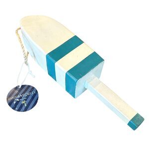 Cynthia Rowley Wooden Blue and White Nautical Buoy with Tag